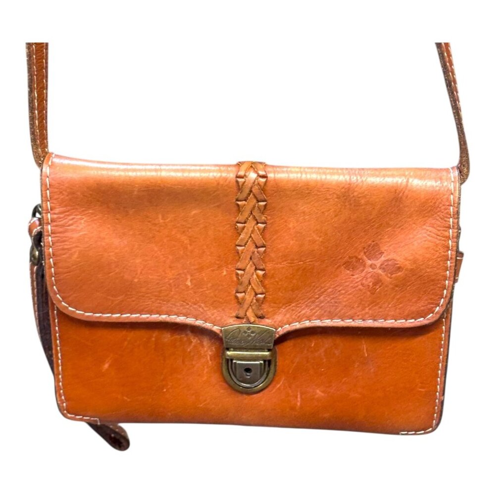 Patricia Nash British Tan Leather Bianco Crossbody Organizer Shoulder Handbag SE